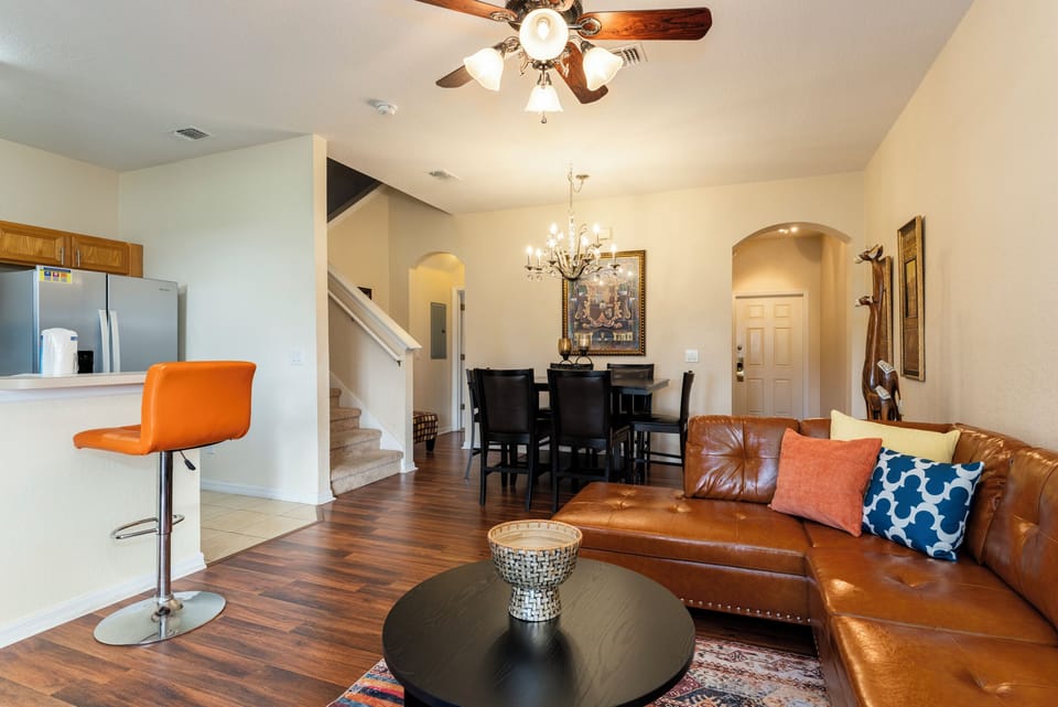 Living Room and Dining Rooms showing seating and breakast bar