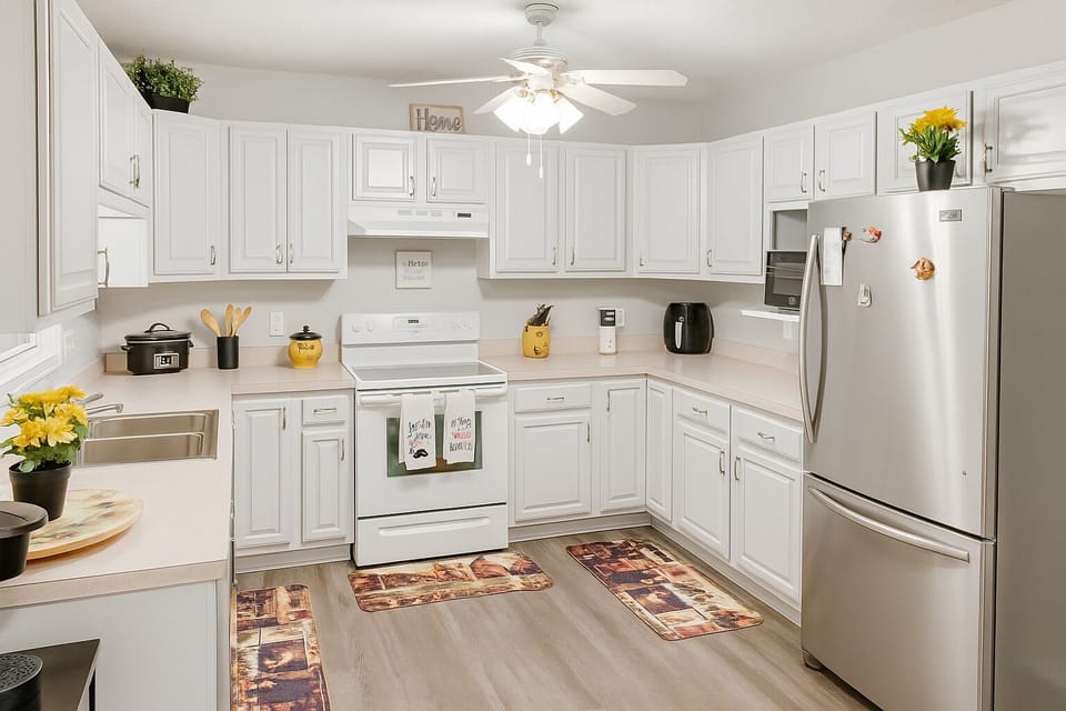 Fully equipped kitchen for home-cooked meals.