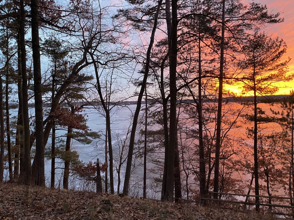 Sunset view from the fire pit area.