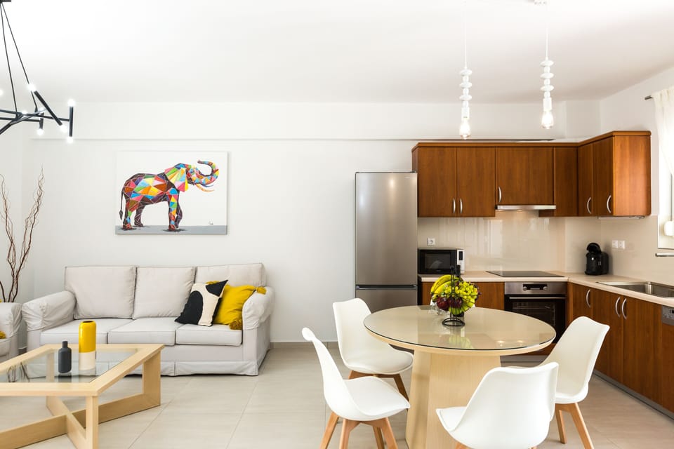 the living room - kitchen