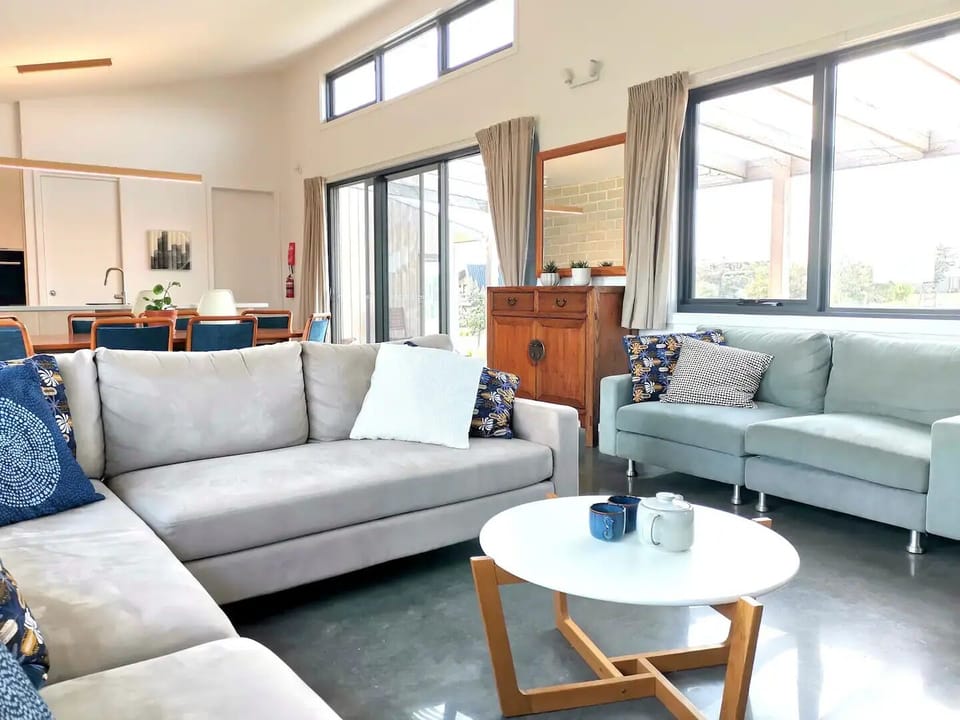 Living room view, facing North-West.