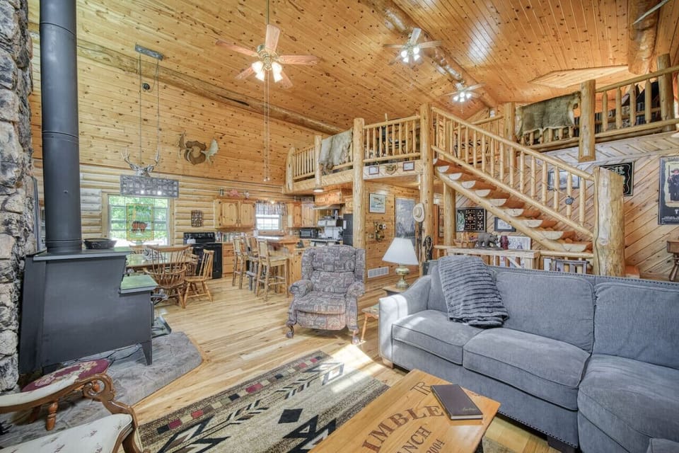 Spacious log cabin living room