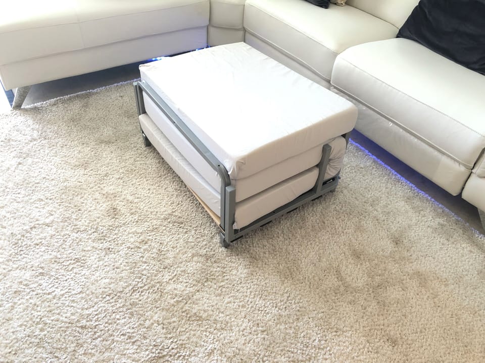 Ottoman (x2) that converts to a Fold-Up Cot for Toddlers or Small Children.