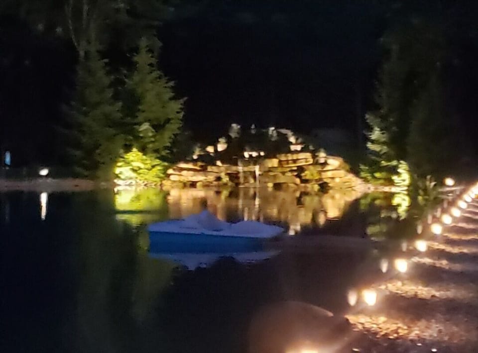 Property pond at night