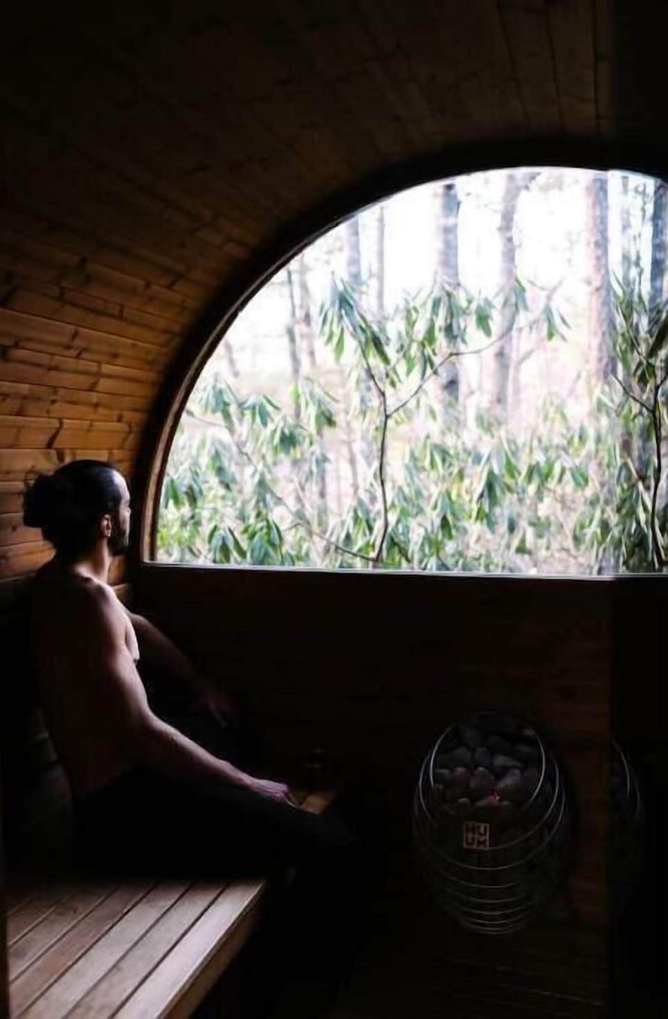 Our HUGE barrel sauna! All reservations include a complimentary private session!