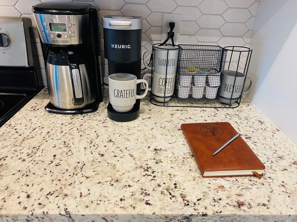 Keurig and regular coffee pot as well as tea pot available 