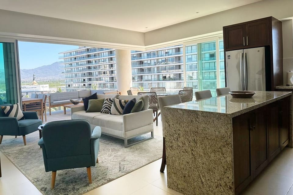 Living room and open kitchen