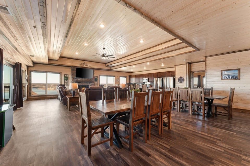 Lots of seating at the TWO dining tables as soon as you walk in.