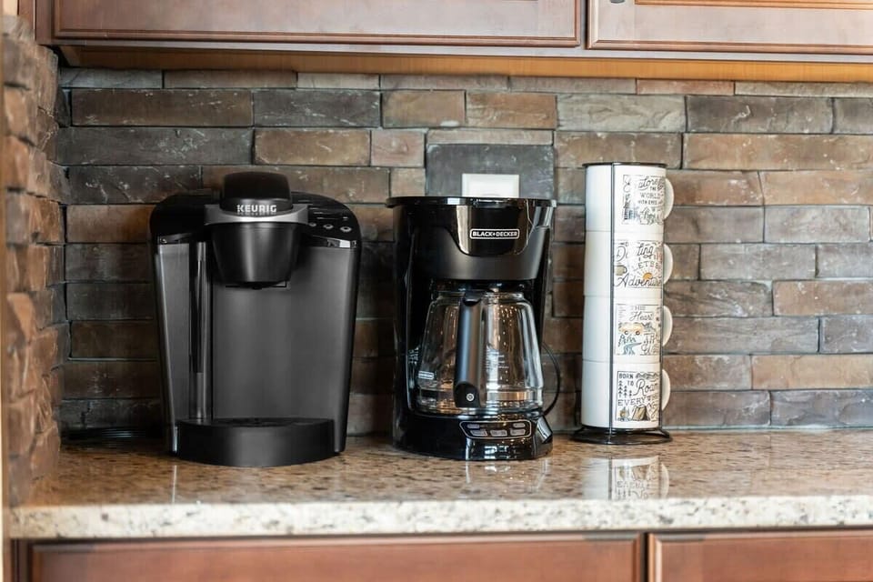 We have both a coffee pot and  Keurig - make sure to bring your favorite coffee to enjoy!