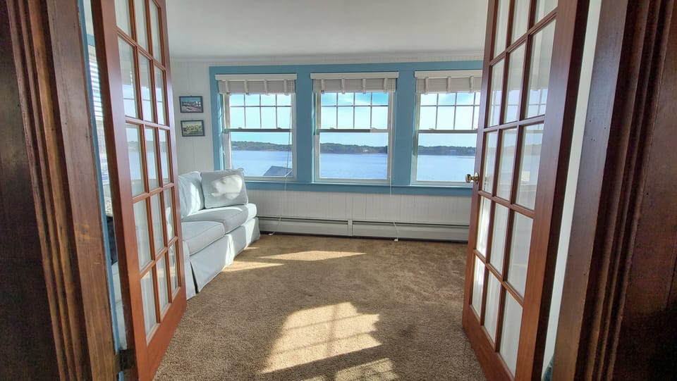Sun room has amazing water views