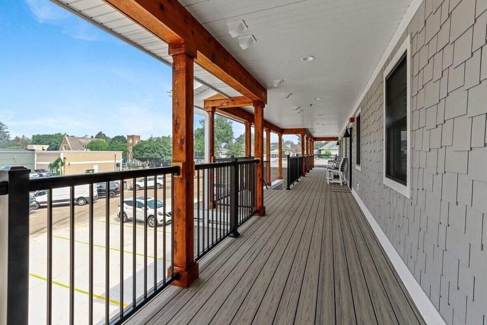 Covered porch entry to units, no connecting doors inside units. Stairs from parking