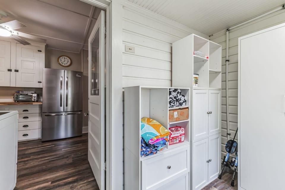 Front cubby area with storage just inside the entry way.  