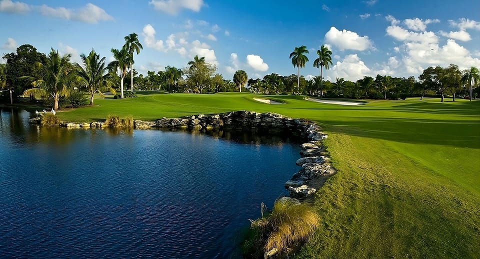 Escape to scenic greens and sparkling water views nearby.