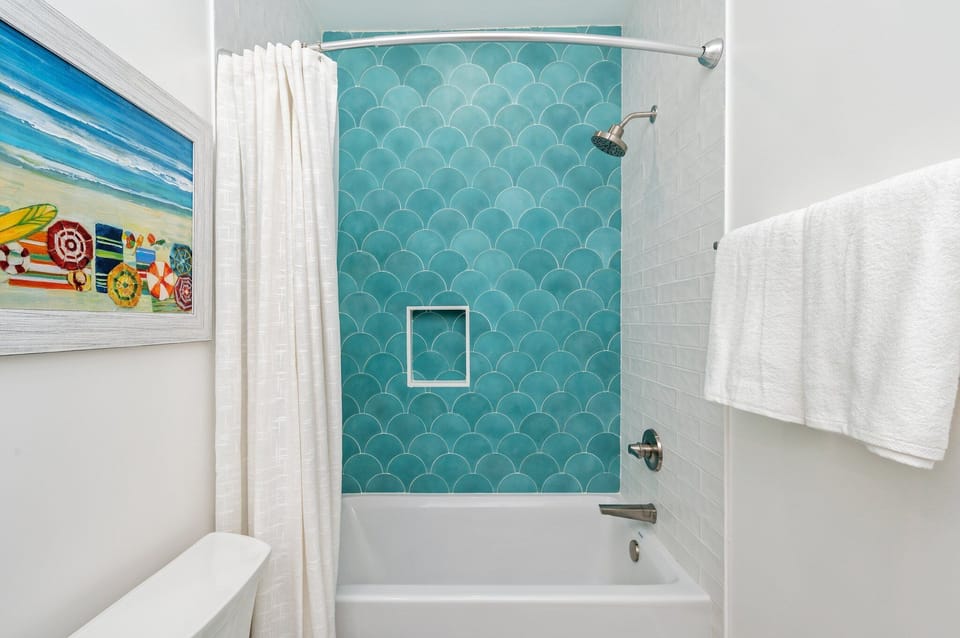 Bedroom 1 Bath.  Pic 1.  King over king bunks (sleeps 4) with attached bath.