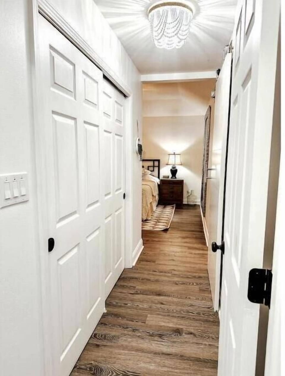 Private hallway with closet in Master bedroom 1 downstairs