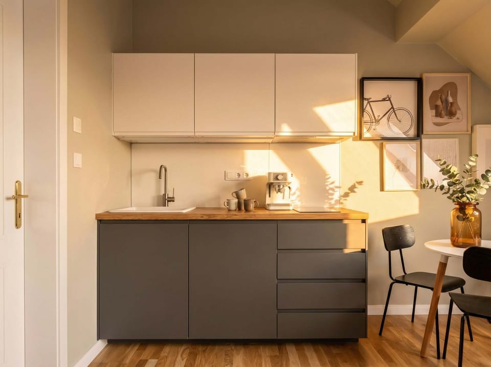 Fully equipped kitchen with everything you need for basic cooking - please, see the list of amenities