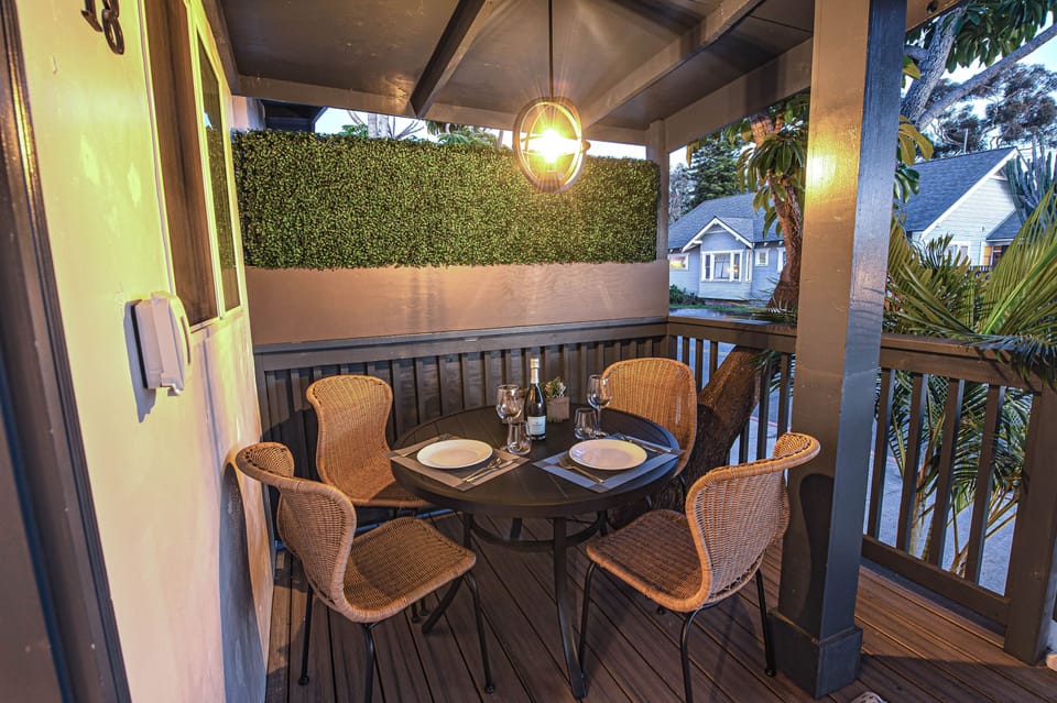 Relax and unwind in our charming outdoor seating area.