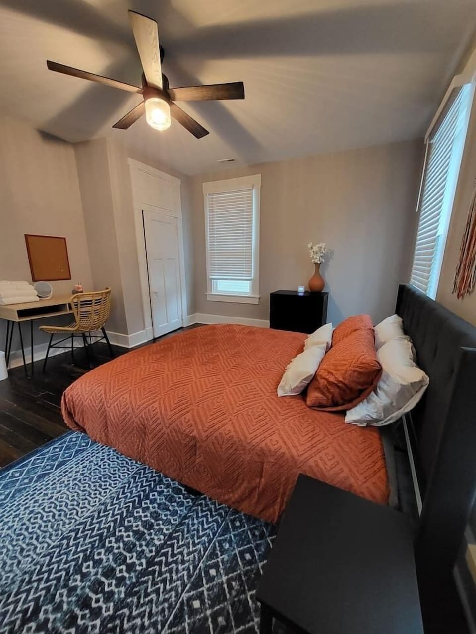 Primary bedroom with king bed