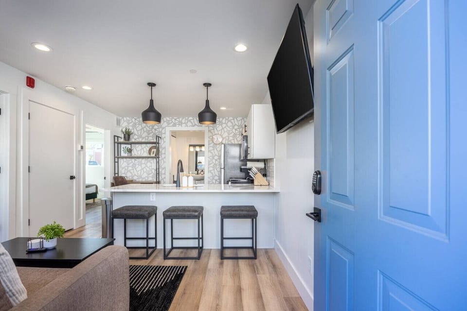 Well-appointed 2 bedroom condo with modern finishes, Smart TVs, pullout couch, and all the supplies you'll need in a central location.