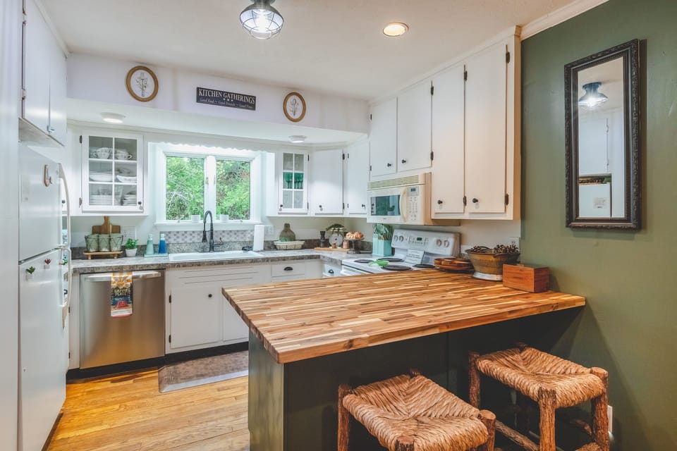 This is our fully stocked kitchen. 