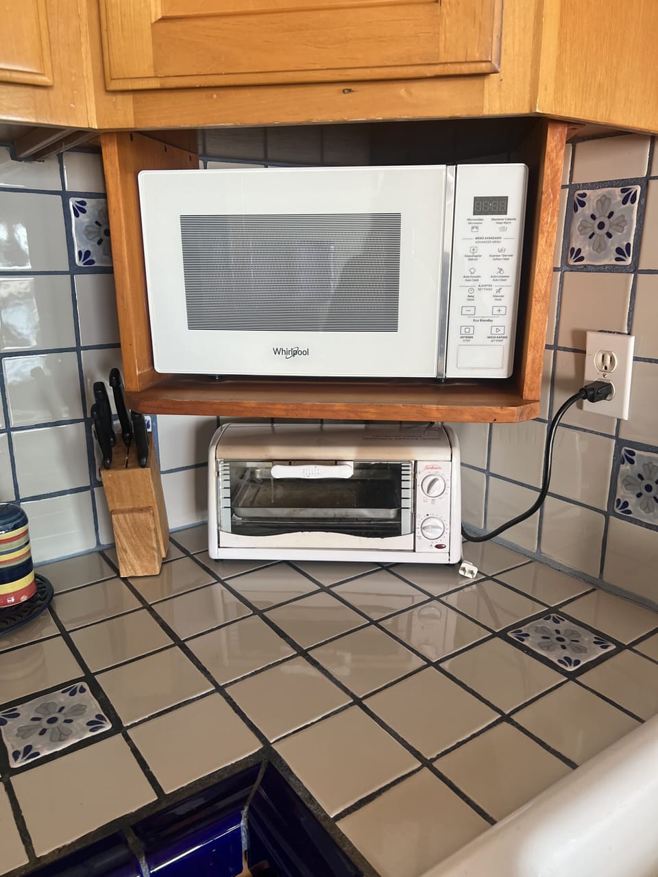 Microwave and toaster oven. 