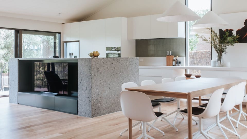 First Level Kitchen, Living, Dining Areas - Step onto the exterior deck.