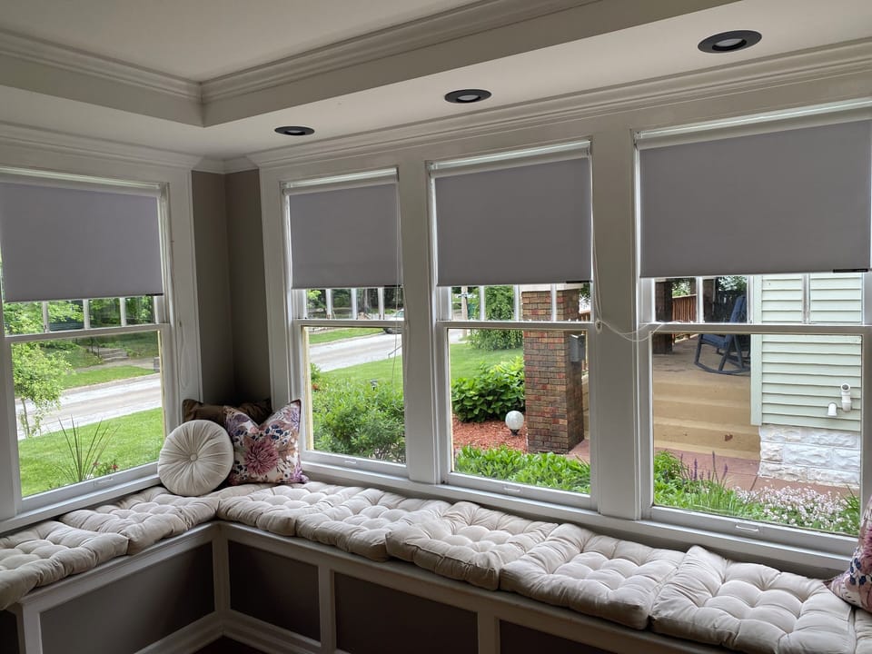 Designated private workspace in beautiful sunroom.