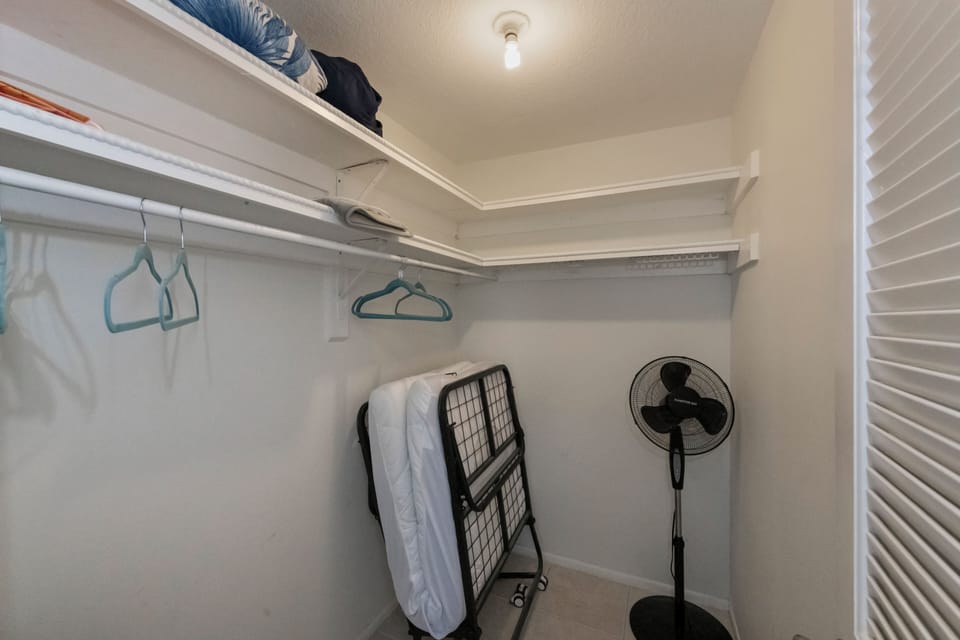 Master bedroom closet - also has roll away bed.