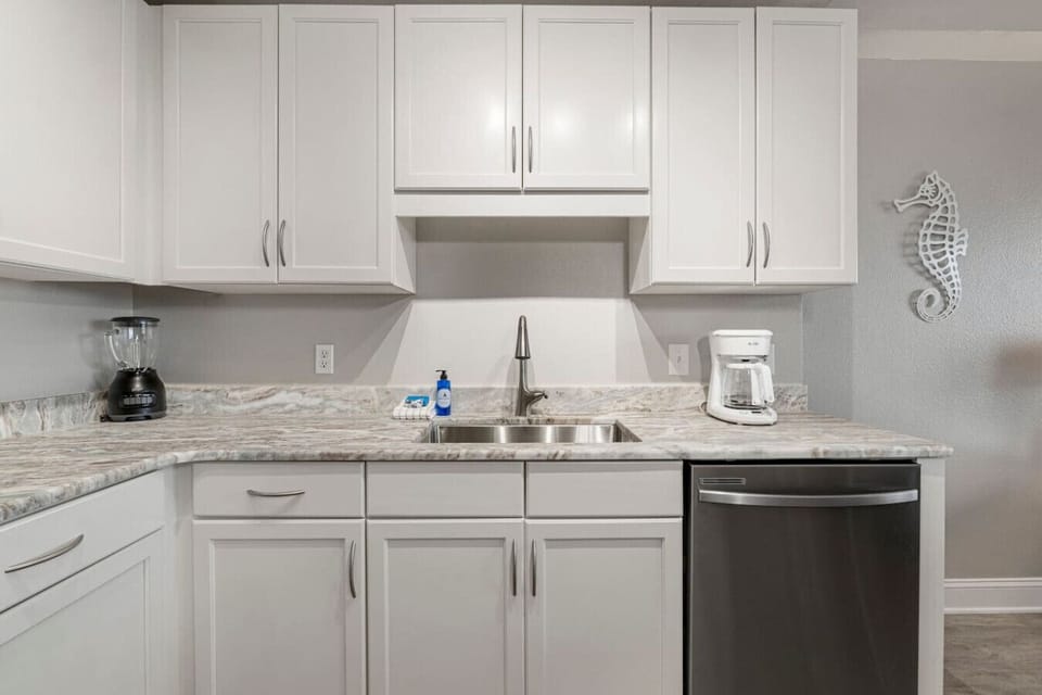 Fully Stocked Kitchen with Drip Coffee Maker, Stainless Steel Appliances, Basic Cookware and Lake Views