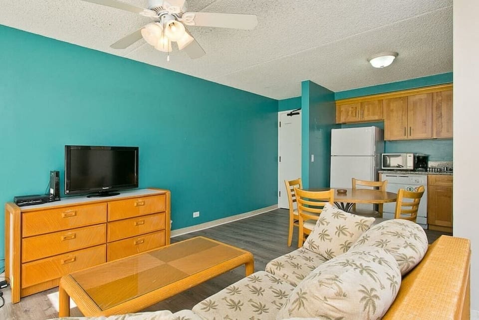 First unit living room with cable TV