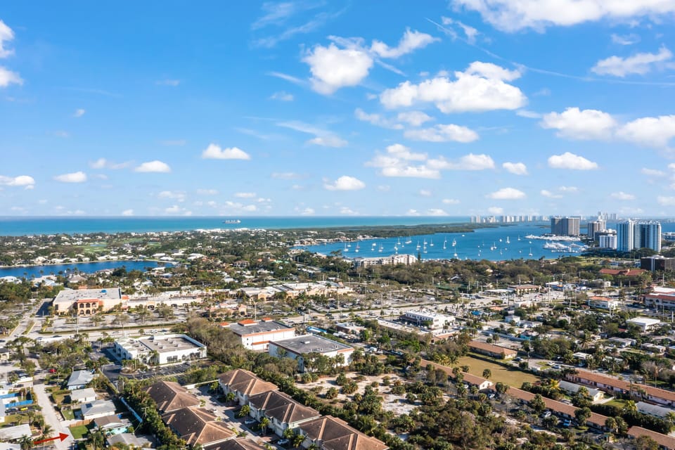 Aerial shot of the beautiful neighborhood.
