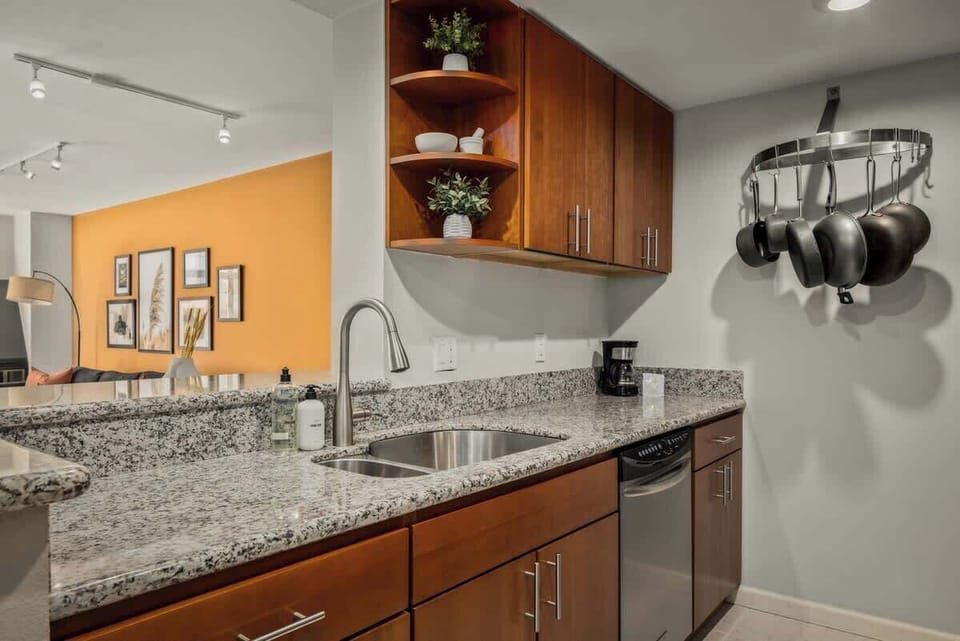 Kitchen looking into living area
