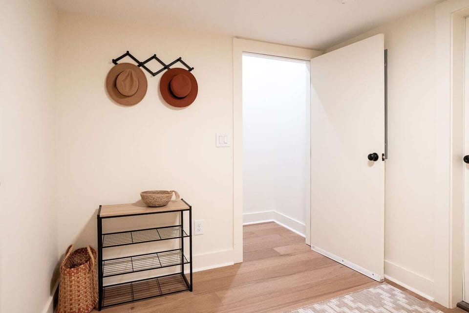 The beauty is in the details. High end items were chosen to create the perfect experience for each guest. Please take your shoes off and place your shoes on this shoe rack before heading upstairs.