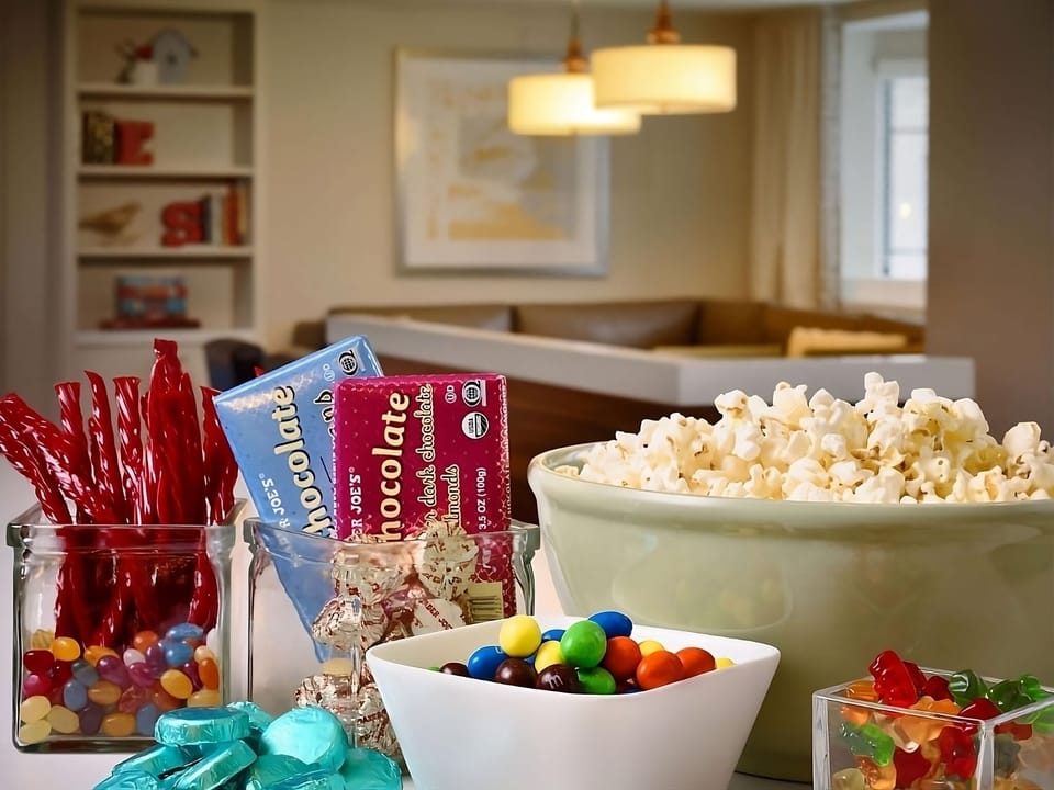 Settle in for movie night with sweet snacks and popcorn.