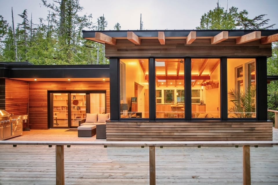 South facing windows and deck 