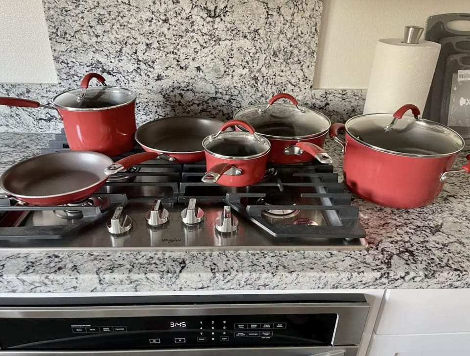 Electric kettle, pots and pans