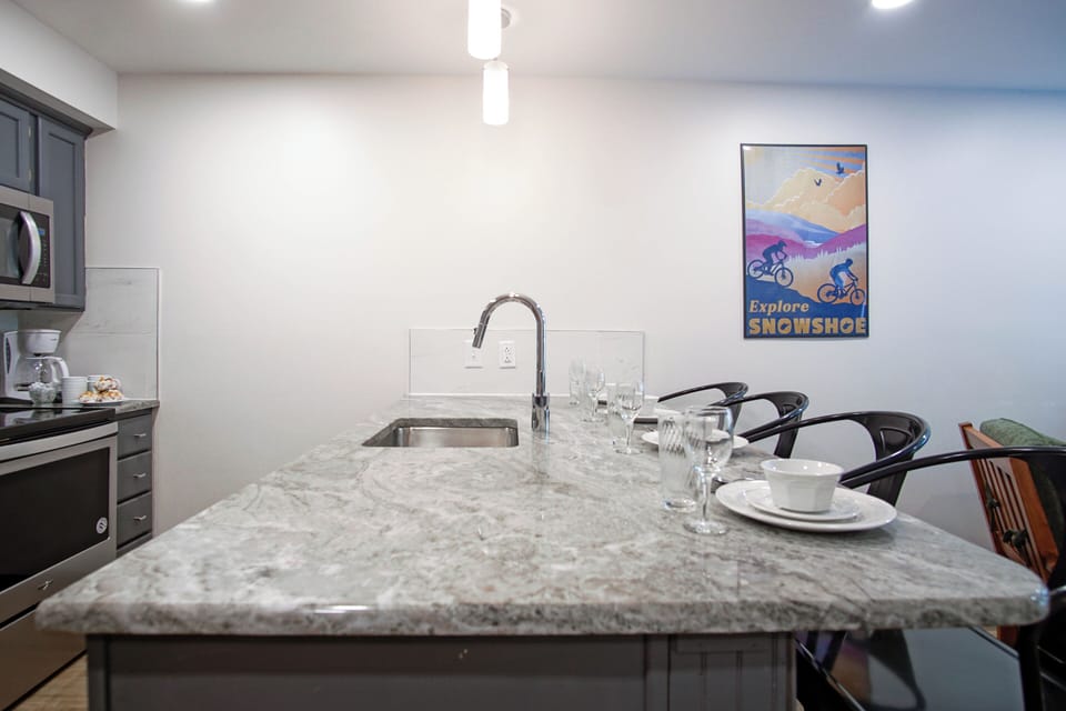 Kitchen counter with seating for four
