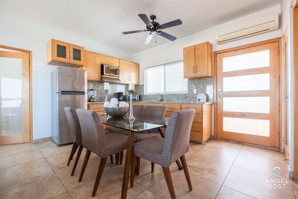Gather around the stylish dining table with comfortable seating for 6.
