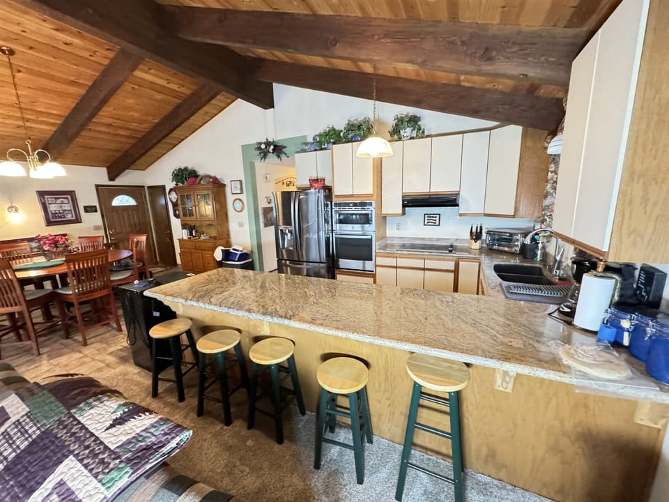 Great seating at the island and open area for family gatherings.
