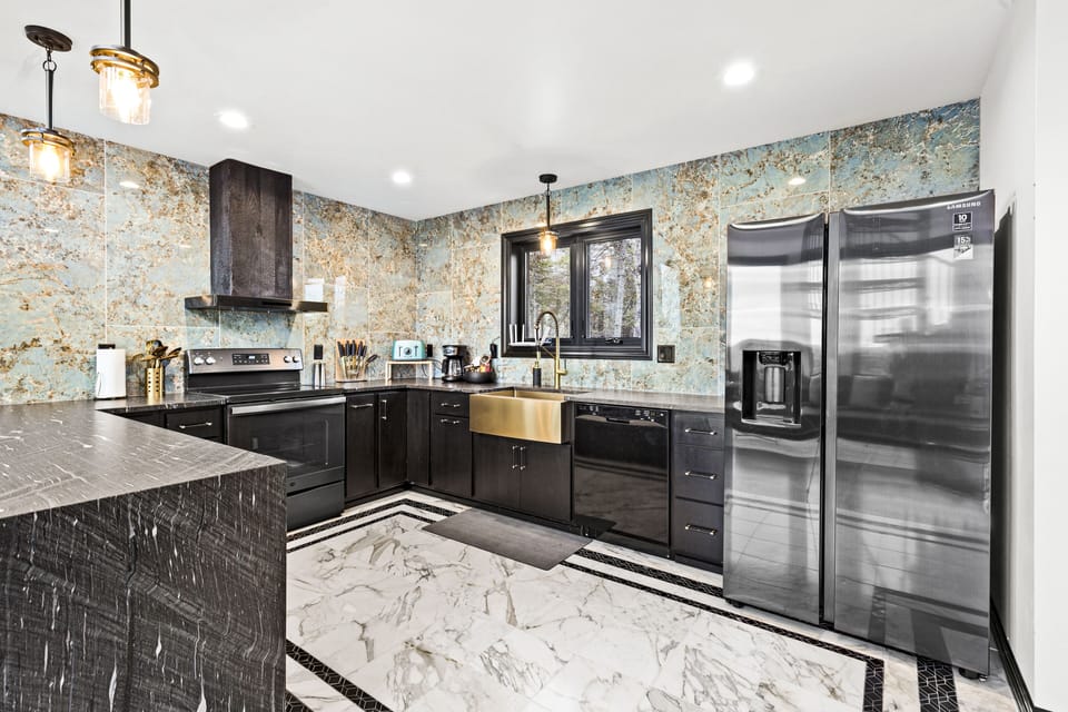 Fully-stocked kitchen.