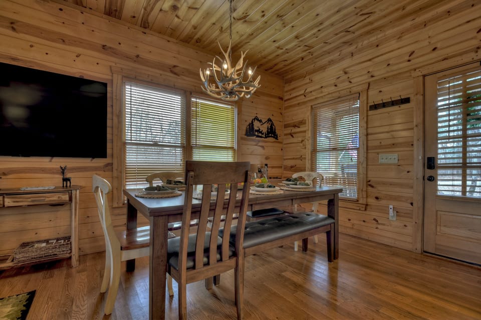 Gather together for meals at this amazing Ellijay cabin rental