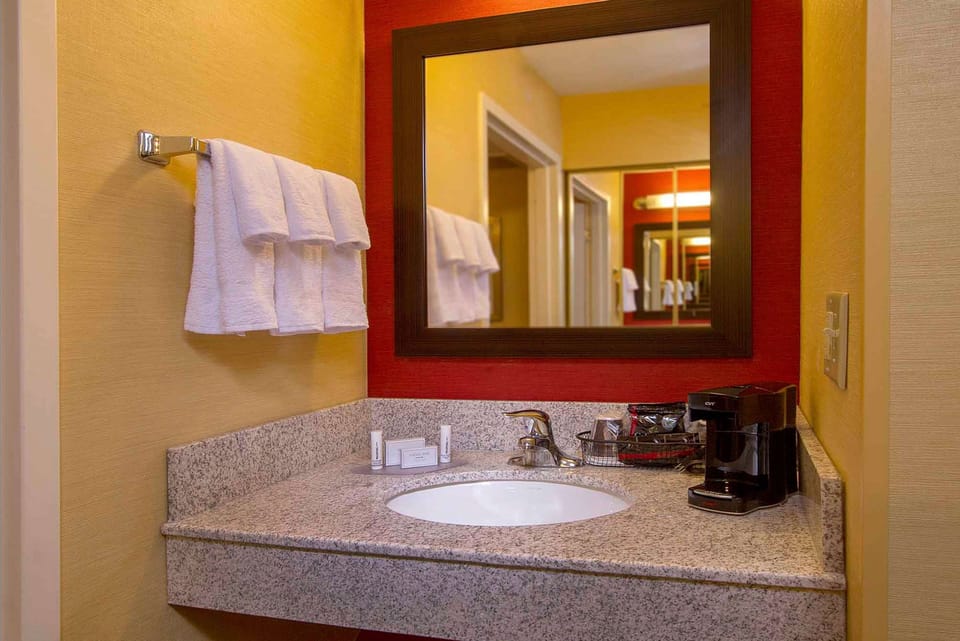 Start your morning with in-room coffee and convenient sink.