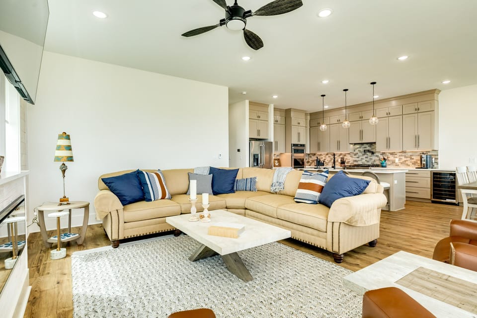 Plenty of seating on the large sectional sofa
