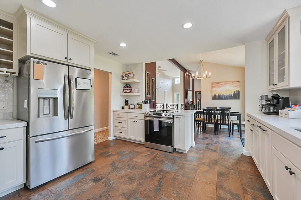 Generous counter expanse invites culinary creativity and effortless meal preparation.