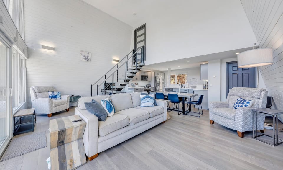 Enjoy a family movie night in this gorgeous living room.