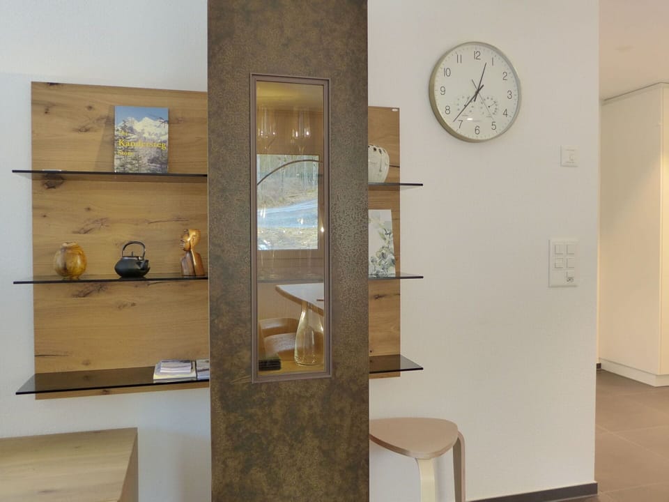 Building, Wood, Interior Design, Clock, House, Shelving, Art, Flooring, Hardwood, Ceiling