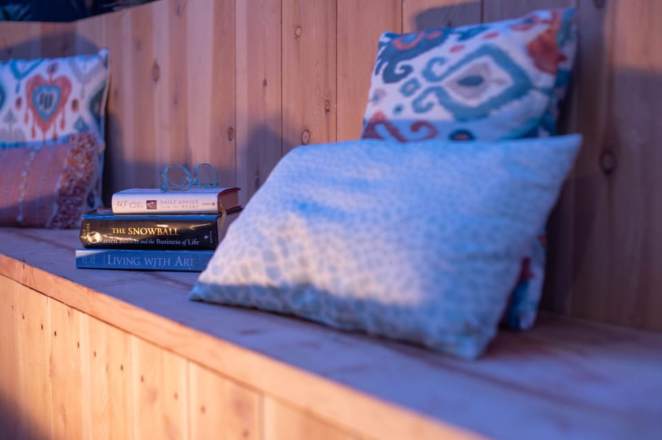 Escape into a world of imagination and relaxation in our outdoor seating area. Pair your favorite book with the tranquility of nature.