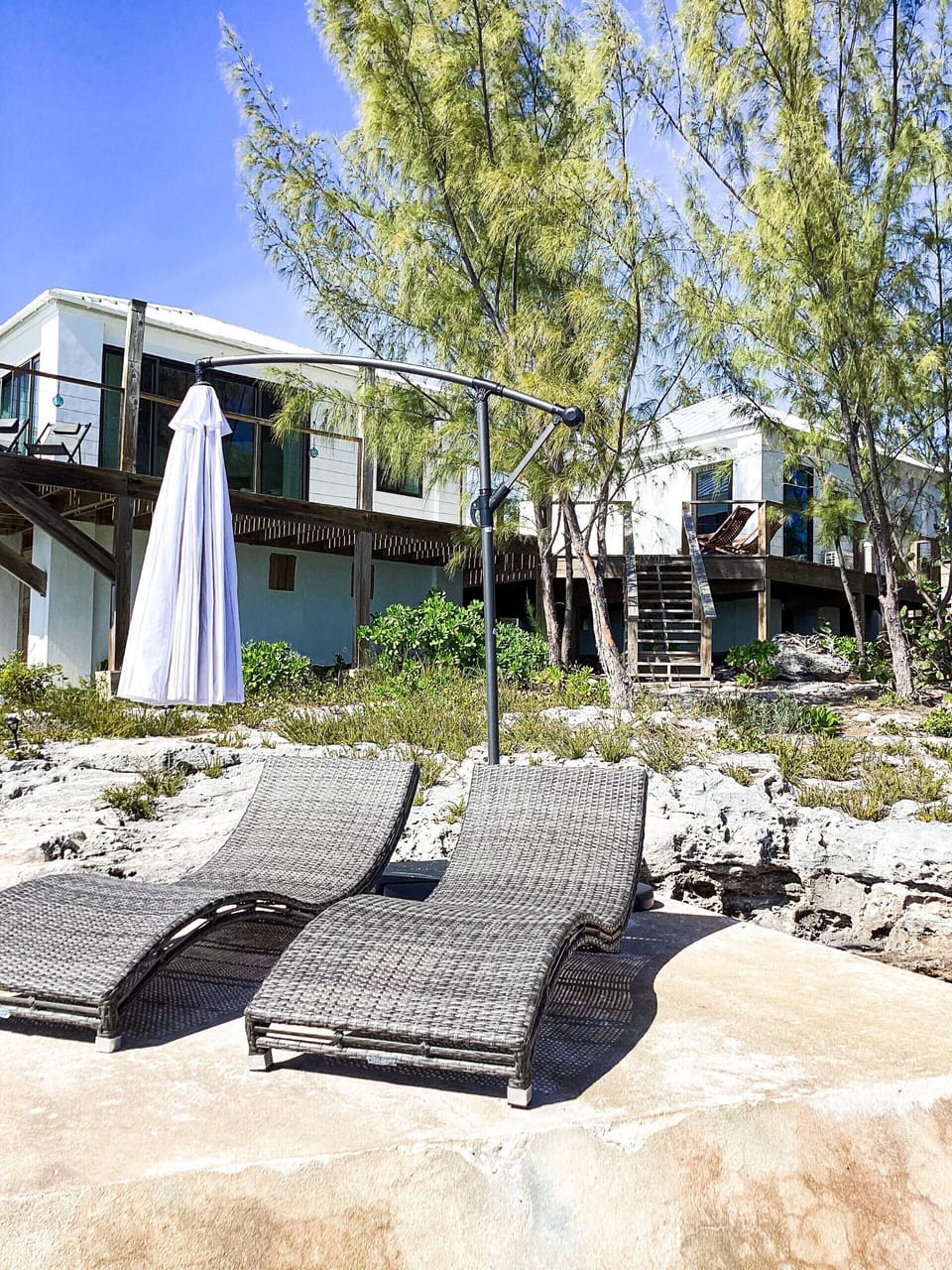 View of cottages from sunning pad.