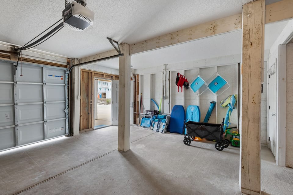 Beach gear in the garage
