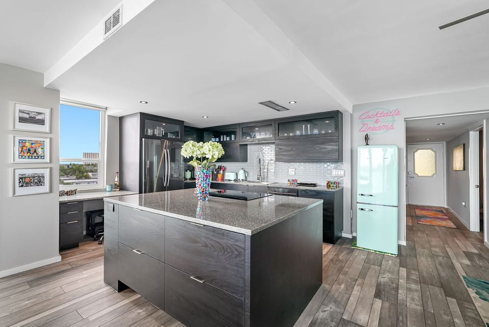 Kitchen with a Drink Fridge